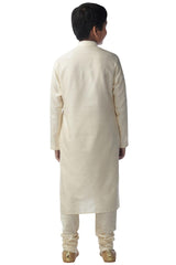 Boys Lemon Silk Solid Kurta Pajama Set