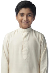 Boys Lemon Silk Solid Kurta Pajama Set