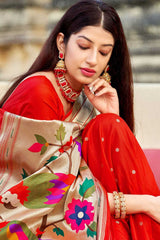 Buy Banarasi Art Silk Zari Woven Saree in Red - Front