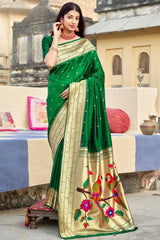 Buy Banarasi Art Silk Zari Woven Saree in Green Online