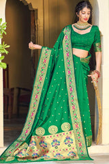 Buy Banarasi Art Silk Zari Woven Saree in Green Online