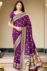 Buy Banarasi Art Silk Zari Woven Saree in Purple Online