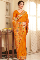 Buy Banarasi Art Silk Saree in Orange Online