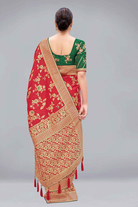 Red Art Silk Zari Woven Saree