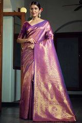 Wine Art Silk Zari Saree