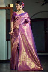 Wine Art Silk Zari Saree