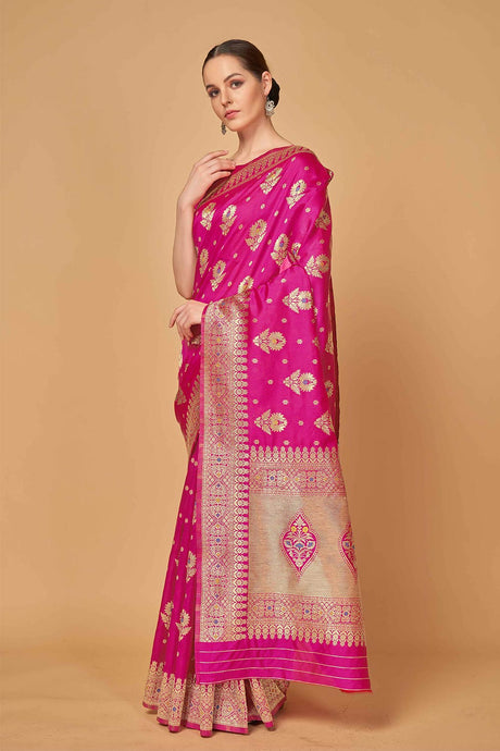 Magenta Banarasi Silk Woven Saree