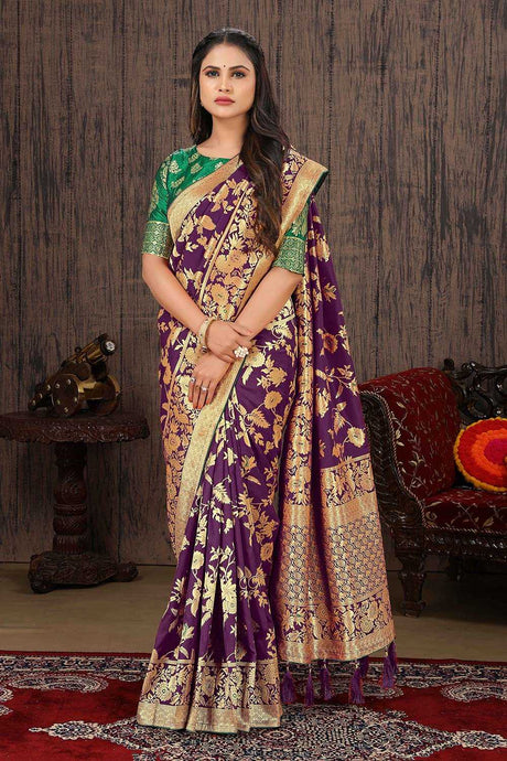 Purple Art Silk Zari Woven Saree
