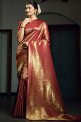 Maroon Art Silk Zari Saree