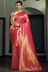 Pink Art Silk Zari Saree