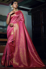 Pink Art Silk Zari Saree