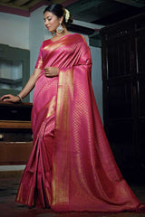 Pink Art Silk Zari Saree