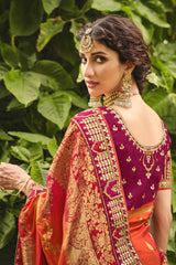 Art Silk Orange Traditional Saree