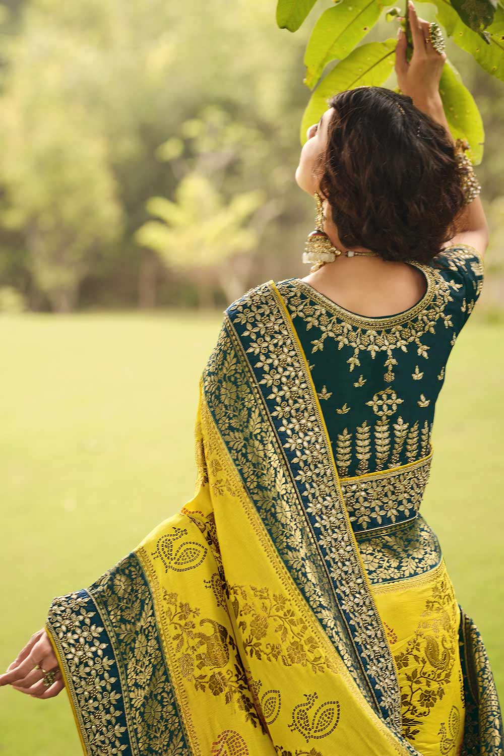 Green Woven Silk Saree.