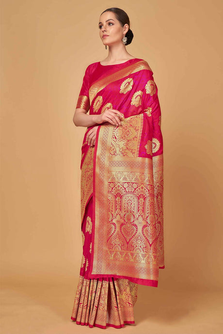 Magenta Banarasi Silk woven Saree