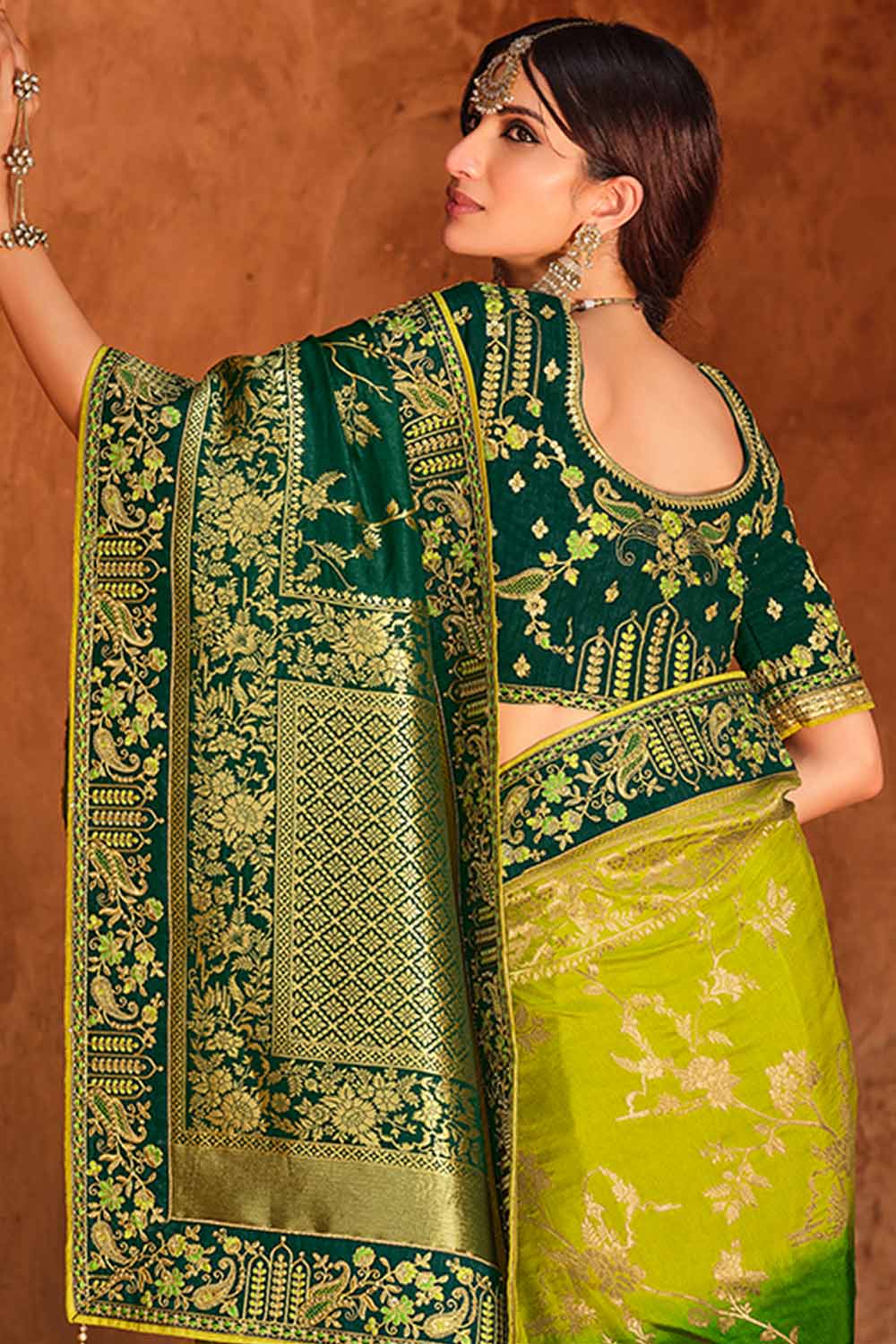 Light Green Woven Silk Saree.