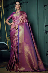 Wine Art Silk Zari Saree