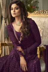 Purple Georgette Embroidered Anarkali Salwar Kameez