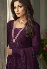 Purple Georgette Embroidered Anarkali Salwar Kameez