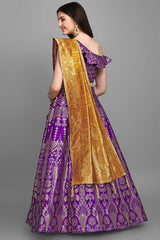 Violet Jacquard Woven Lehenga Choli