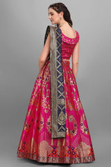 Rani Pink Jacquard Woven Lehenga Choli