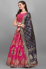 Rani Pink Jacquard Woven Lehenga Choli