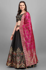 Black Jacquard Woven Lehenga Choli