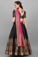 Black Jacquard Woven Lehenga Choli