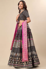 Black Jacquard Woven Lehenga Choli