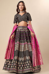 Black Jacquard Woven Lehenga Choli