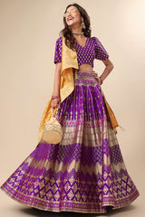 Purple Jacquard Woven Lehenga Choli