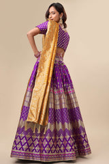 Purple Jacquard Woven Lehenga Choli