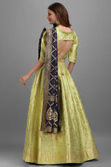 Light Green Jacquard Woven Lehenga Choli