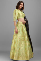 Light Green Jacquard Woven Lehenga Choli