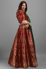 Maroon Jacquard Woven Lehenga Choli