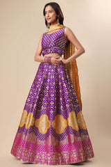 Purple Jacquard Woven Lehenga Choli