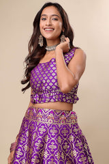 Purple Jacquard Woven Lehenga Choli