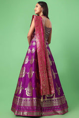 Purple Jacquard Woven Lehenga Choli