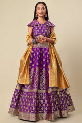 Purple Jacquard Woven Lehenga Choli