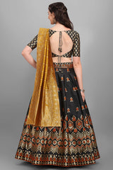 Black Jacquard Woven Lehenga Choli