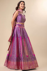 Purple Jacquard Woven Lehenga Choli