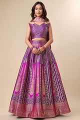 Purple Jacquard Woven Lehenga Choli