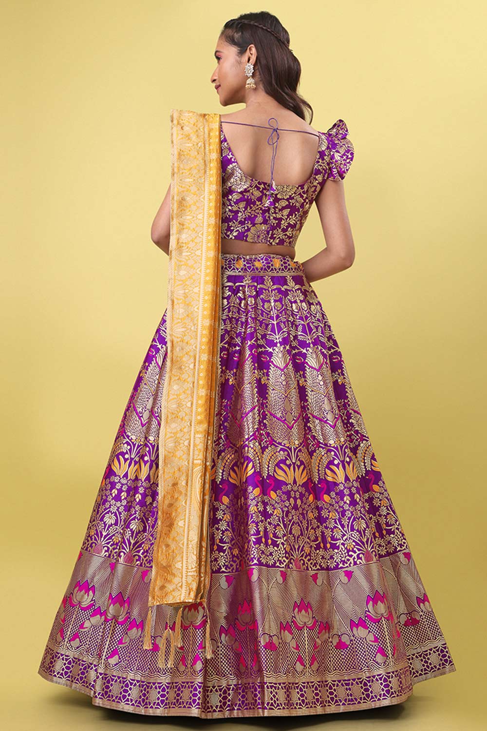 Purple Jacquard Woven Lehenga Choli