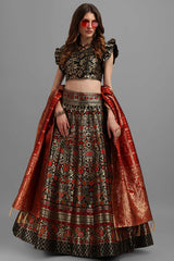 Black Jacquard Woven Lehenga Choli