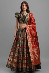 Black Jacquard Woven Lehenga Choli