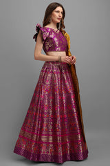 Purple Jacquard Woven Lehenga Choli