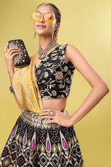 Black Jacquard Woven Lehenga Choli