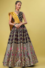 Black Jacquard Woven Lehenga Choli