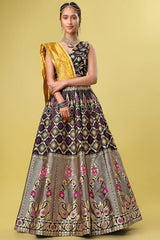 Black Jacquard Woven Lehenga Choli