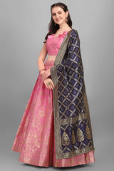 Light Pink Jacquard Woven Lehenga Choli